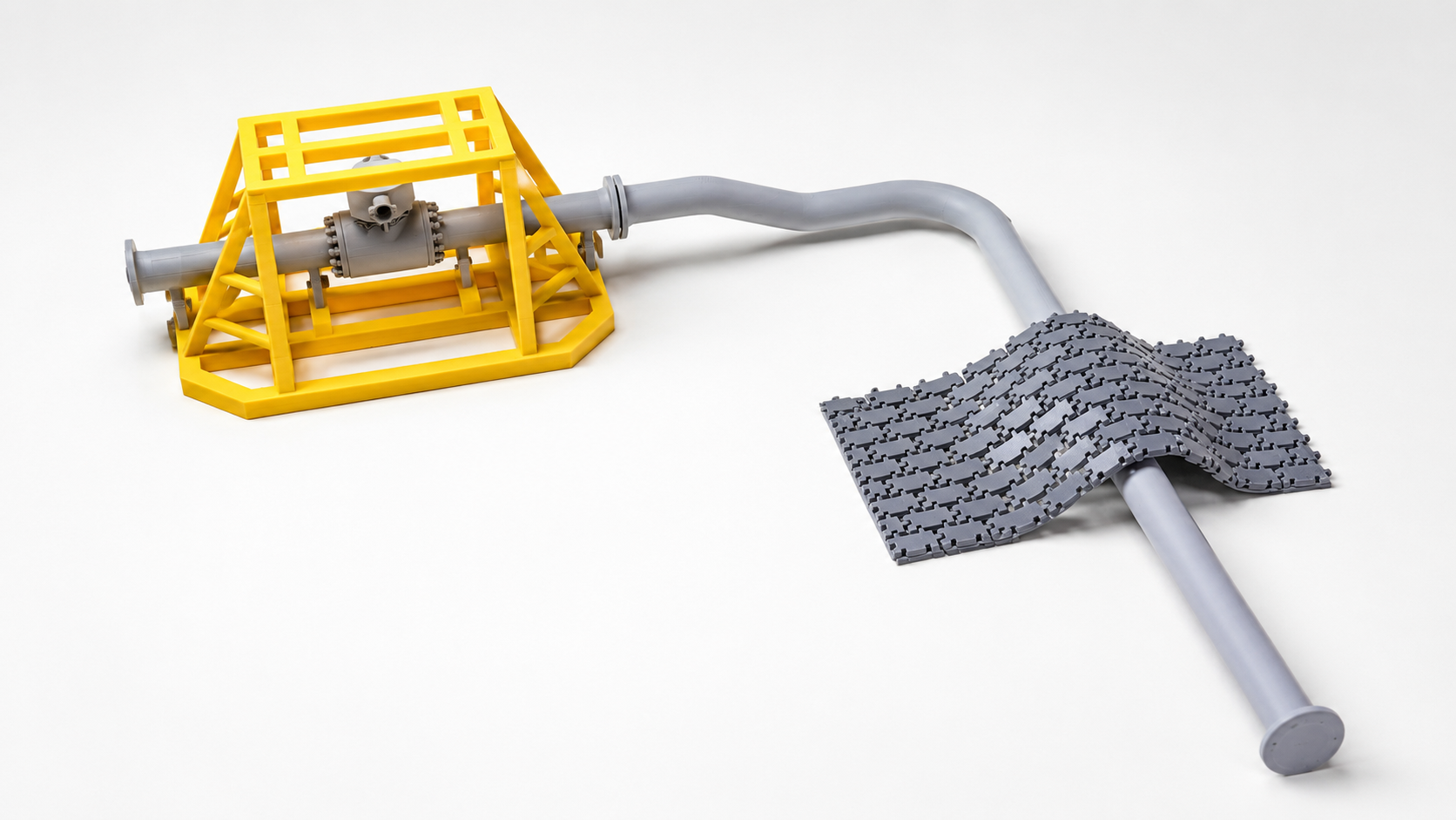 3D printed pipeline crossing and mattress arrangement model for seabed layout review